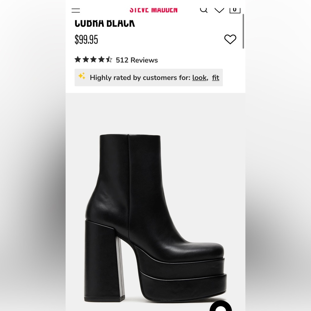 Steve Madden Black Chunky Heel Boots COBRA